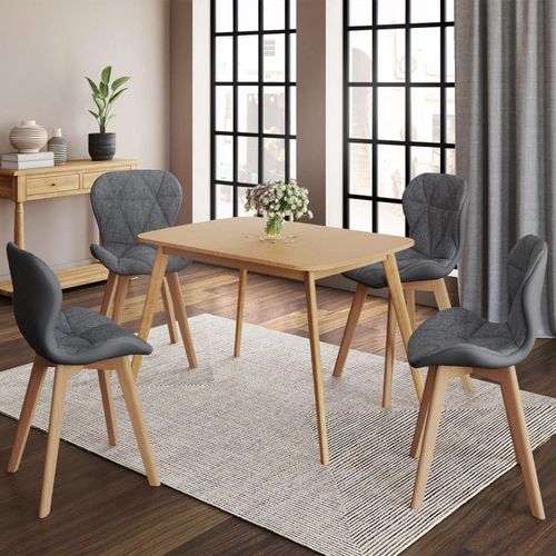 Lot De 4 Chaises Roxane Bi-Matière En Tissu Et Pu Grises Pour Salle À Manger