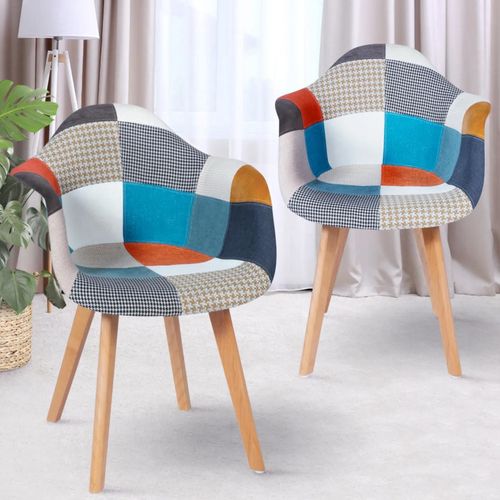 Lot De 2 Fauteuils Sara Motifs Patchworks Multi Couleurs