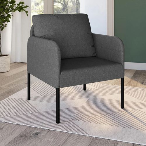 Idmarket Fauteuil Auguste Tissu Gris Anthracite Pieds Métal Noir