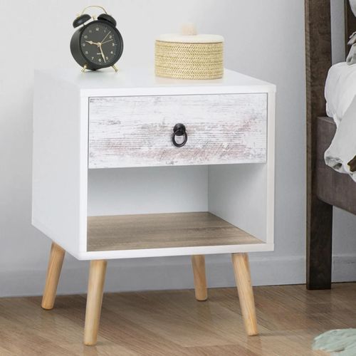 Lot De 2 Tables De Chevet Bahia 1 Tiroir Scandinave