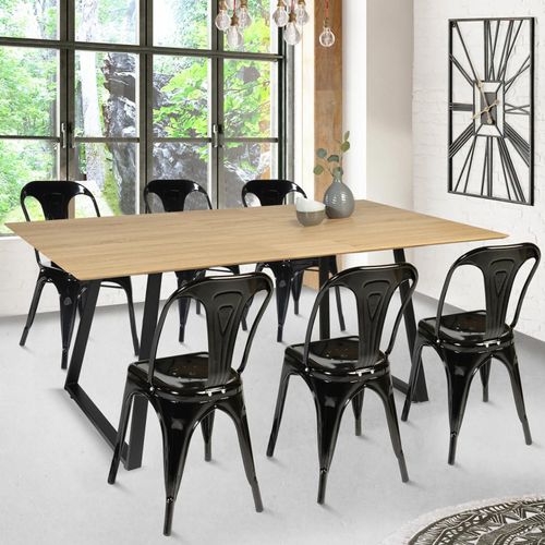 Table A Manger Havana Extensible 6-8 Personnes Design Industriel 150/180 Cm