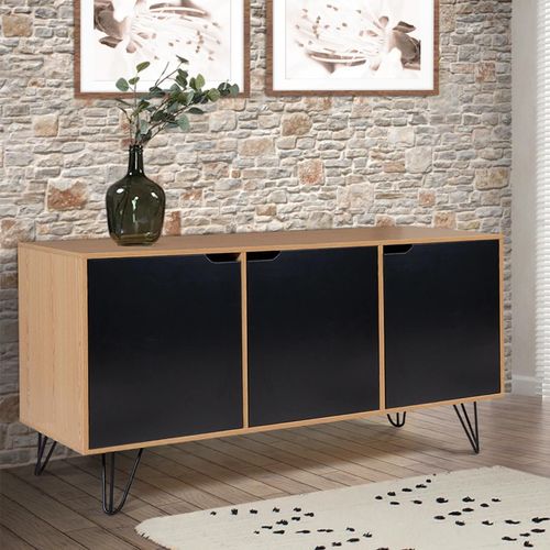 Buffet Bas Vintage Noemi 3 Portes Bois Pied Epingle
