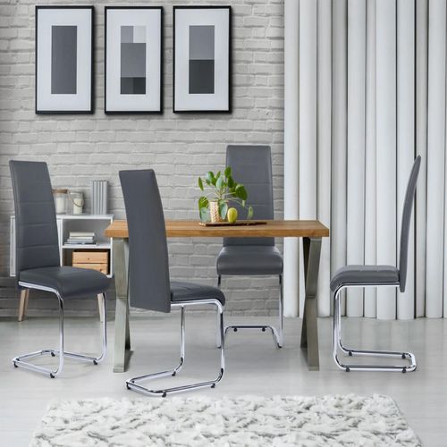 Lot De 4 Chaises Mia Grises Pour Salle À Manger