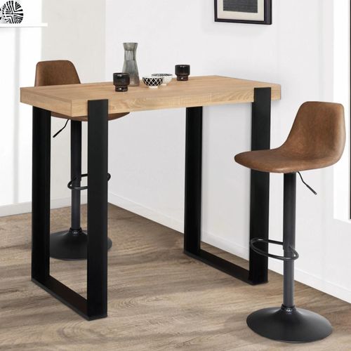 Table Haute De Bar Phoenix Bois Et Noir 113 Cm