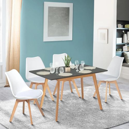 Table Scandinave Extensible Inga 120-160 Cm Plateau Gris Anthracite Pieds Bois