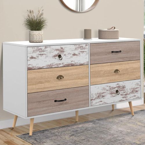 Idmarket Commode 6 Tiroirs Bahia Xxl 140 Cm Scandinave