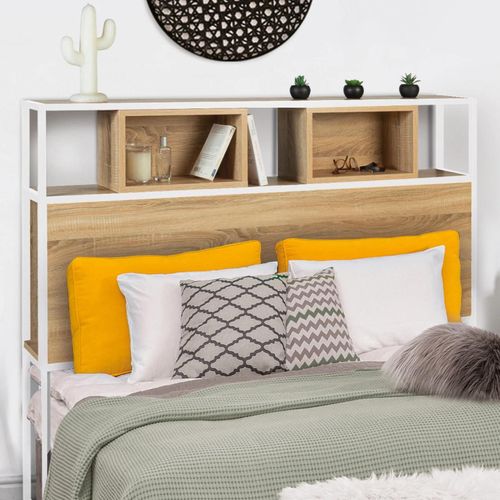 Tête De Lit Detroit 145 Cm Design Industriel Bois Et Métal Blanc