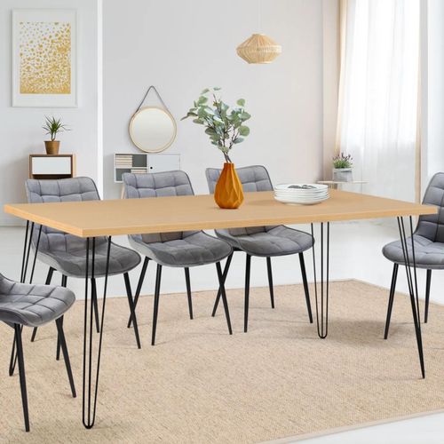 Table A Manger Vintage Noemi 8 Personnes Bois Pied Epingle 160 Cm