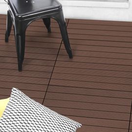 Lot de 5 dalles de terrasse rectangulaire WODHY clipsables bois composite taupe 60 x 30 cm