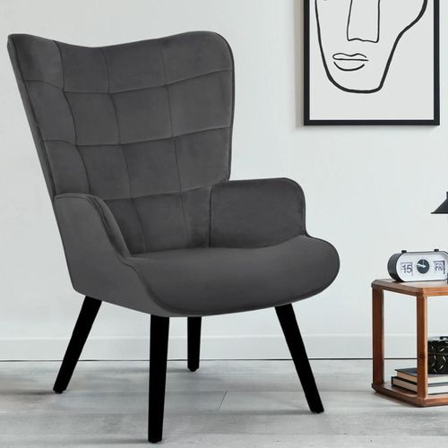 Fauteuil Scandinave Ania En Velours Gris
