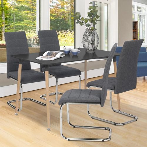 Lot De 4 Chaises Mia En Tissu Gris Anthracite Pour Salle À Manger