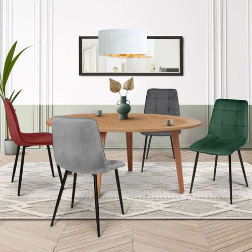 Lot De 4 Chaises Mila En Velours Mix Color Vert, Gris Clair, Gris Foncé, Bordeaux