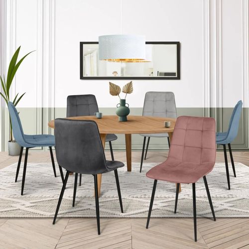 Lot De 6 Chaises Mila En Velours Mix Color Pastel Bleu X2, Gris Foncé X2, Gris Clair, Rose - Idmarket
