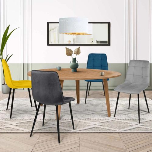 Lot De 4 Chaises Mila En Velours Mix Color Bleu, Gris Clair, Gris Foncé, Jaune