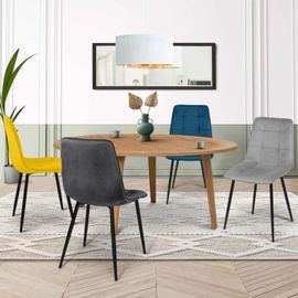 Lot De 4 Chaises Mila En Velours Mix Color Bleu, Gris Clair, Gris Foncé, Jaune