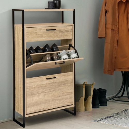 Idmarket Meuble À Chaussures Luis 2 Portes Avec Tiroir Et Étagère Supérieure Design Industriel