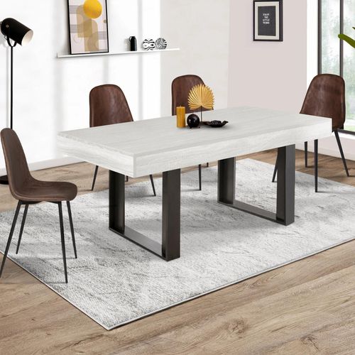 Table A Manger Phoenix 6 Personnes Bois Gris 160 Cm