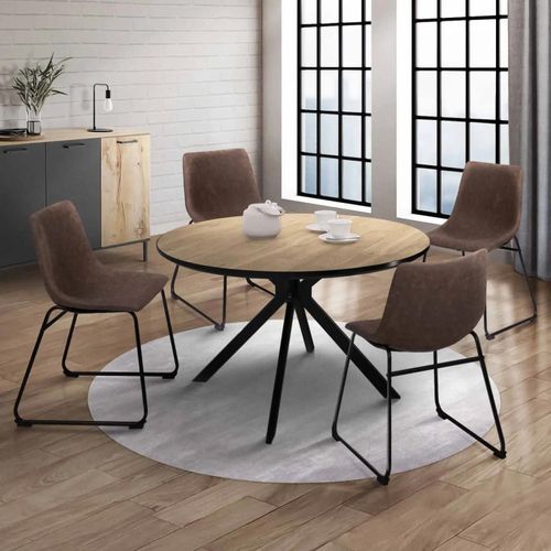 Lot De 4 Chaises Travis Pied Papillon Marron Vintage Pour Salle À Manger
