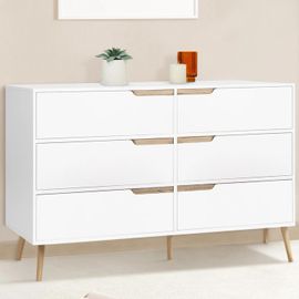 Idmarket Commode 6 Tiroirs Helsinki 115 Cm Scandinave Blanc