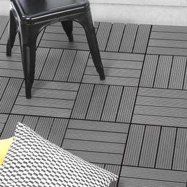10 dalles de terrasse clipsables 30x30 cm en bois composite gris