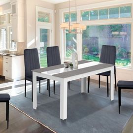 Idmarket Table À Manger Georgia 8 Personnes Blanche Et Effet Béton 160 X 90 Cm