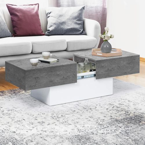 Table Basse Coulissante Marta Bois Blanc Et Plateau Effet Béton