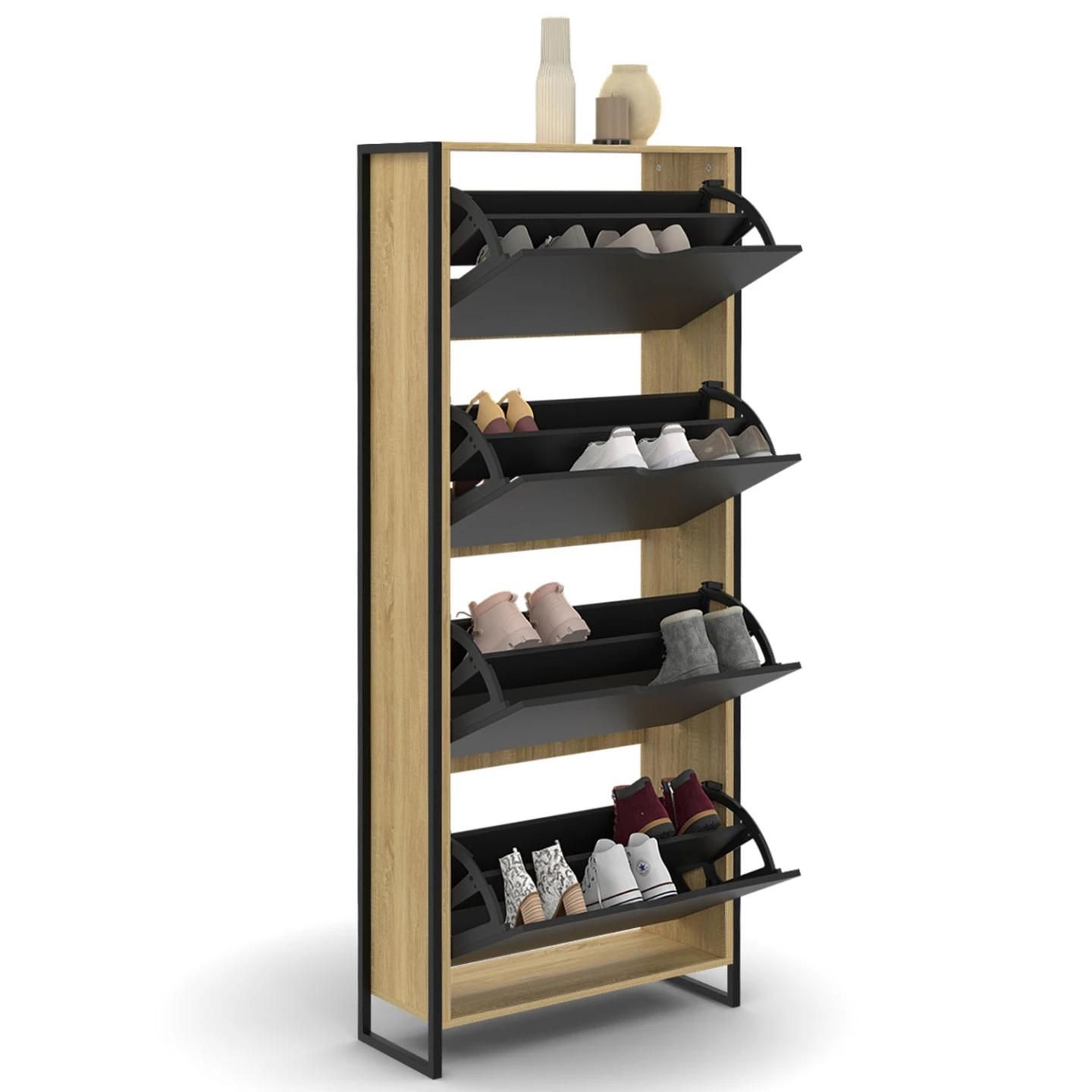 Meuble  Chaussures Boston 4 Portes Design Industriel - 4