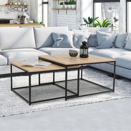 Lot De 2 Tables Basses Gigognes Detroit 60/70 Design Industriel