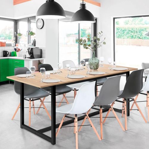 Table À Manger Extensible Detroit 8-12 Personnes Design Industriel 160-200 Cm