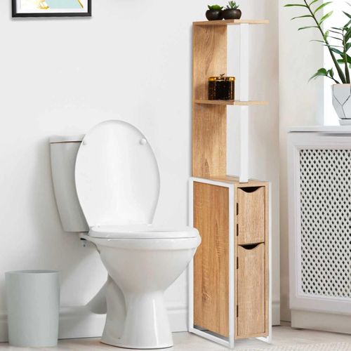 Meuble Wc 2 Portes Detroit Avec Étagères Métal Blanc Design Industriel