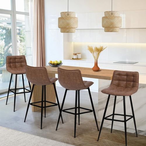 Lot De 4 Tabourets De Bar Mady Marron Vintage