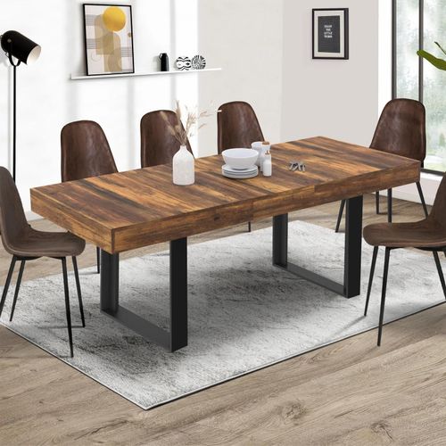 Table À Manger Extensible Rectangle Phoenix Plateau Hawkins 6-10 Personnes Bois Foncé 160-200 Cm