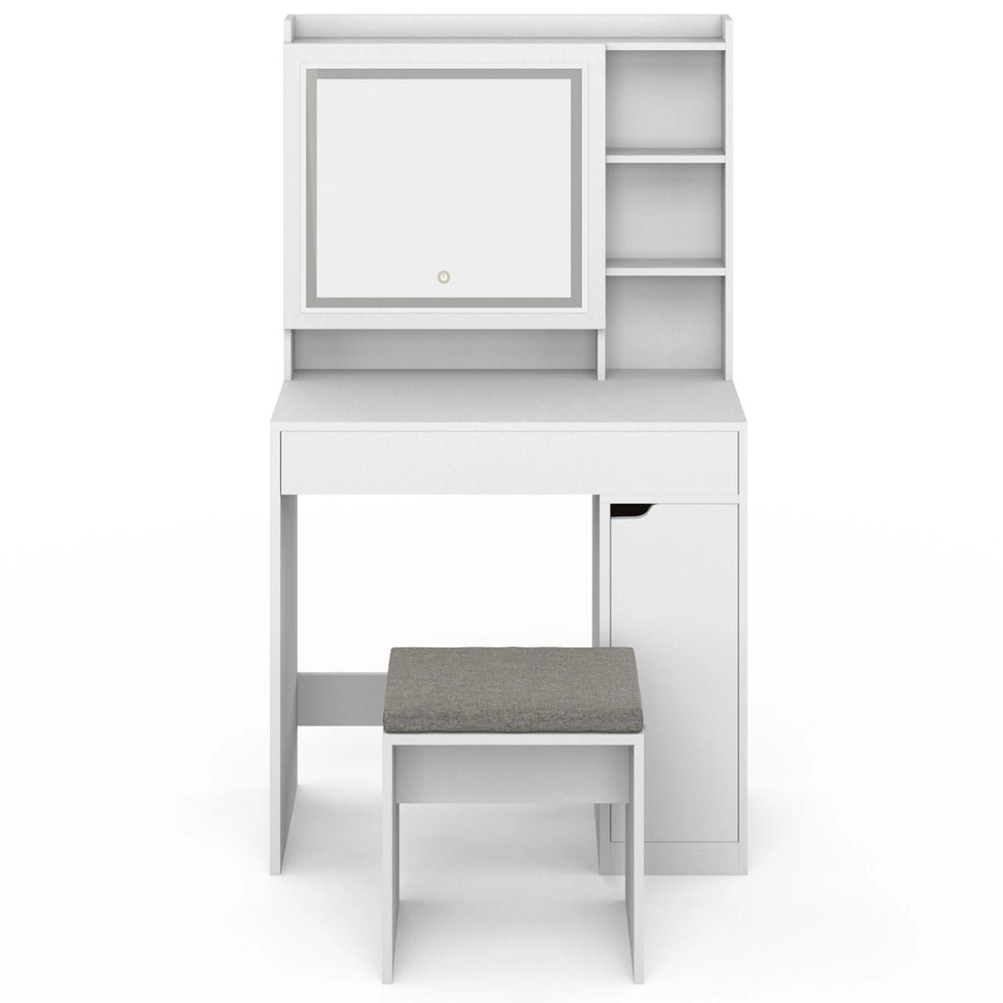 Coiffeuse Zelia Blanche Miroir Led Avec Rangement, 1 Tiroir, 1 Caisson De R... - 3