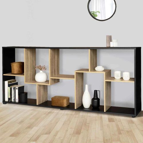 Etagère À Double Position Tania Bois Noir Et Imitation Hêtre L 161 Cm - Idmarket
