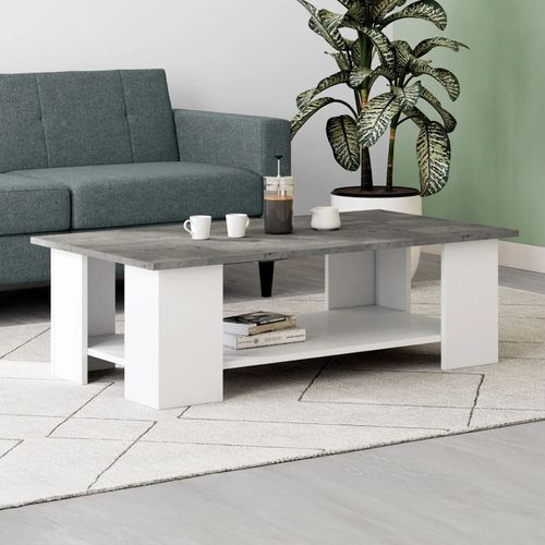 Idmarket Table Basse Rectangulaire Eli Blanche Plateau Effet Béton