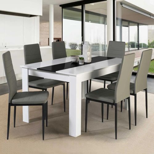 Table À Manger Georgia 6 Personnes Blanche Et Noire 140 Cm