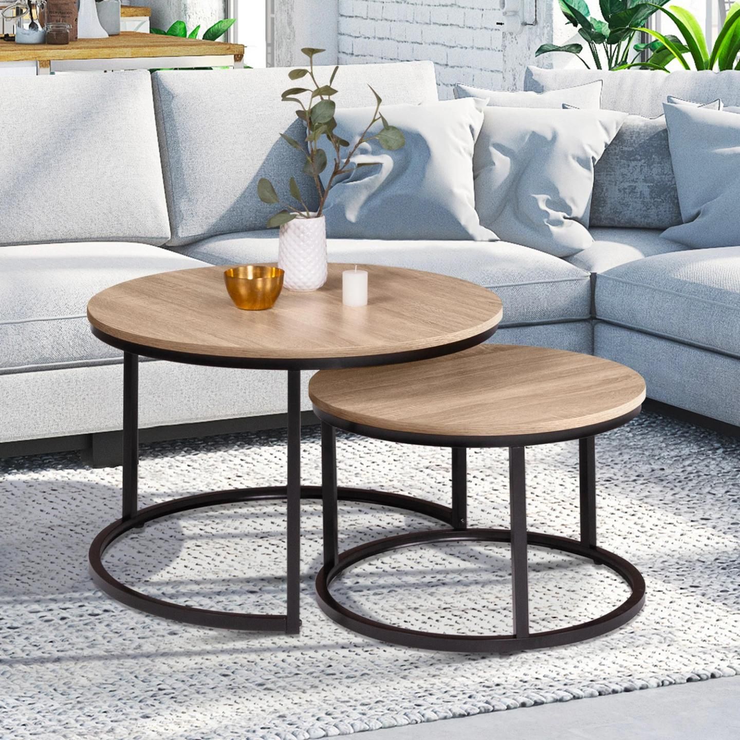 Idmarket Lot De 2 Tables Basses Gigognes Rondes Detroit Design Industriel