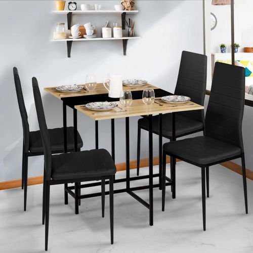 Table Console Pliable Edi 2-4 Personnes Façon Hêtre Et Noir Design Industriel