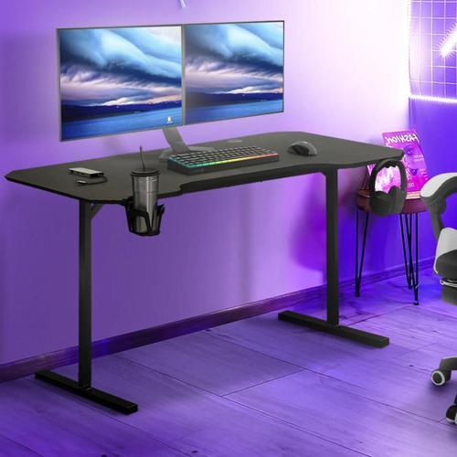 Bureau Gaming Droit 120 Cm Noir Alexis Porte-Gobelet Et Crochet Pour Casque