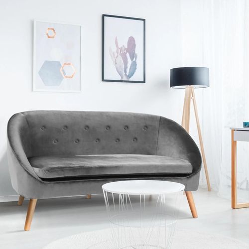 Canapé Banquette En Velours Sonia Gris