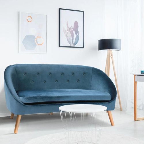 Canapé Banquette En Velours Sonia Bleu