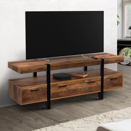 Idmarket Meuble Tv 140 Cm Austria Avec Tiroirs Bois Pieds Épingle