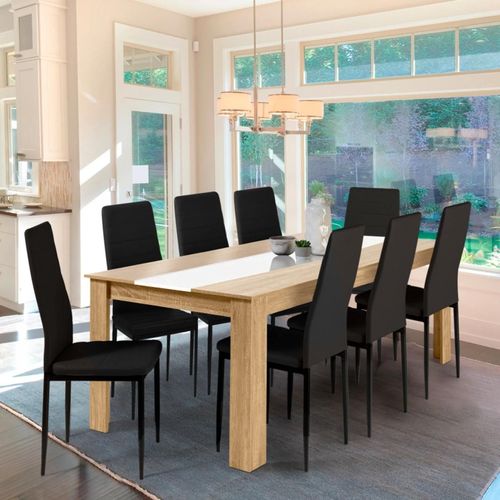 Table À Manger Georgia 8 Personnes Imitation Hêtre Et Blanche 160 Cm - Idmarket