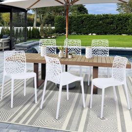Lot De 6 Chaises De Jardin Alyssa En Polypropylène Nid D'abeille Blanc
