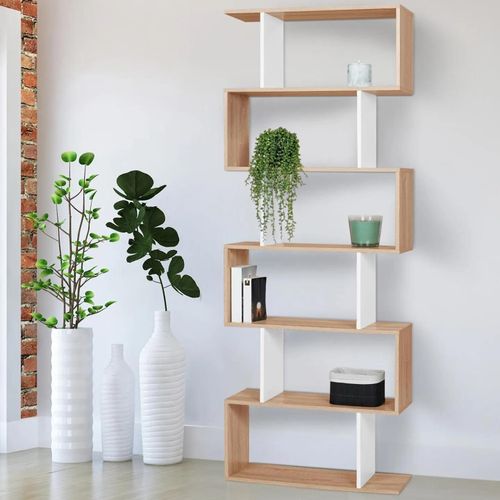 Etagère Bibliothèque Sofia Forme S Façon Hêtre Et Blanc 189 Cm