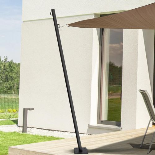 Lot De 2 Mâts De Fixation Pour Voile D'ombrage H 220 Cm Poteaux Et Bases Acier