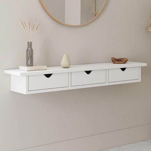 Idmarket Etagère Murale Console D'entrée Lise 3 Tiroirs Blanche