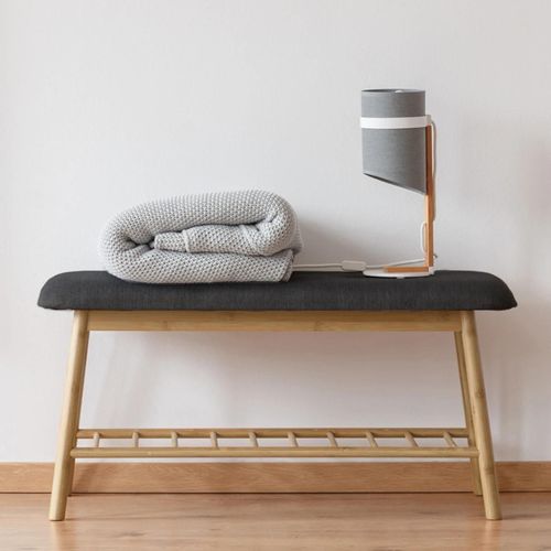 Banc D'entrée Capitonné En Bambou Tissu Gris Foncé