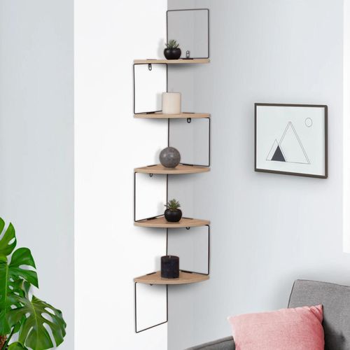 Etagère Murale D'angle Isa 5 Niveaux Bois Et Métal Design Industriel