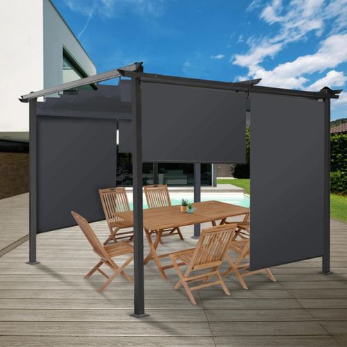 Lot De 2 Stores Enrouleurs Pour Pergola Gris